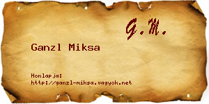 Ganzl Miksa névjegykártya